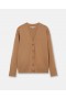 Stella Mccartney Round Neck Long Sleeved Cardigan Tan Beige | Women Knitwear