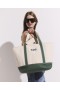 Stella Mccartney Sos Embroidered Large Tote Bag Dune Beige / Amazon Green | Women Tote Bags