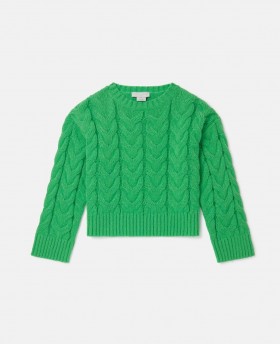 Stella Mccartney Cable Knit Sweater Green | Kids Sweaters & Cardigans