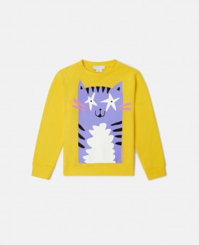 Stella Mccartney Cat Graphic Sweatshirt Yellow | Kids T-Shirts And Tops