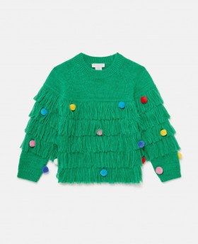 Stella Mccartney Christmas Tree Knitted Sweater Green | Kids Sweaters & Cardigans