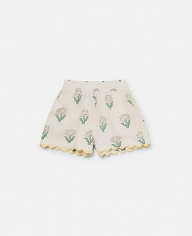 Stella Mccartney Daisies Elasticated Scalloped-trim Shorts Cream | Kids Pants & Shorts