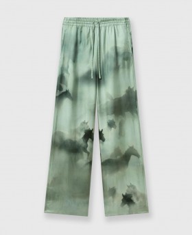 Stella Mccartney Drawstring Horse Print Pants Sea Green | Women Pants And Shorts