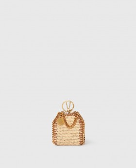 Stella Mccartney Falabella Raffia Airpods Case Keychain Natural | Women Keyring And Charms