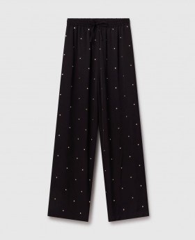 Stella Mccartney Lead-free Crystal High-rise Wide-leg Pants Black | Women Pants And Shorts
