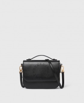 Stella Mccartney Logo Messenger Crossbody Bag Black | Women Mini Bags And Clutches