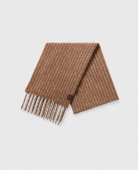 Stella Mccartney Pinstripe Logo Scarf Tobacco | Women Hats And Scarves