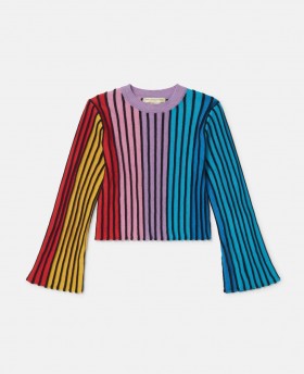 Stella Mccartney Rainbow Striped Flared Top Multicolor | Kids Sweaters & Cardigans