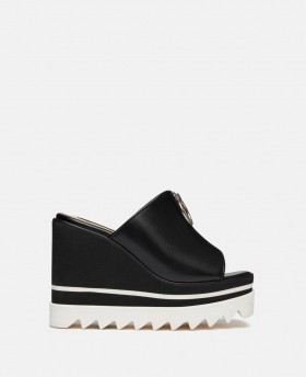Stella Mccartney Sneak-elyse Zip Slide Wedge Sandals Black | Women Sandals