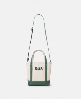 Stella Mccartney Sos Embroidered Small Tote Bag Dune Beige / Amazon Green | Women Tote Bags