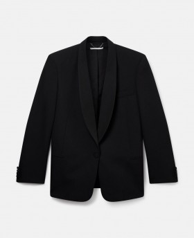 Stella Mccartney Wool Blazer With Shawl Lapels Midnight Black | Women Coats And Jackets