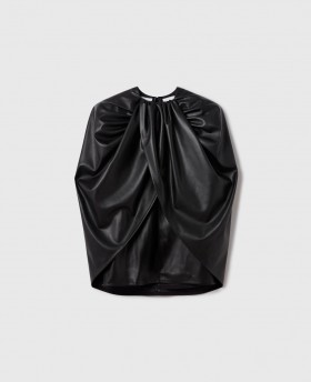 Stella Mccartney Wrapped Cape-front Ruched Top Black | Women Shirts And Tops