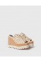  Sandálias de plataforma anabela Stella McCartney Sneak-elyse em tecido bege | Sandálias anabela femininas
