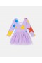 Vestido Stella McCartney roxo com saia de tule e mangas compridas com estampa de estrelas | Vestidos e Macacões Infantis