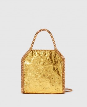  Bolsa tote mini Falabella metálica texturizada dourada da Stella McCartney | Feminina A icônica Falabella