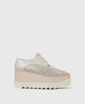  Plataformas perfuradas Stella McCartney Elyse bege | Anabela feminina