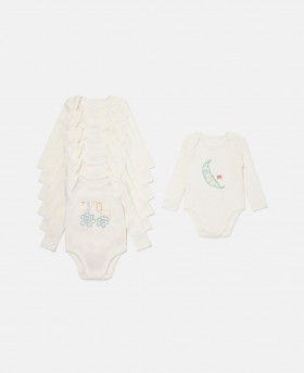 Conjunto de 7 macacões bordados Stella McCartney na cor creme | Vestidos e macacões infantis