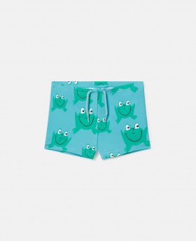  Calções de banho Stella McCartney com estampa de sapo, azul/verde | Calças e calções infantis