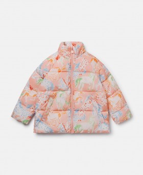  Casaco puffer Stella McCartney com estampa de cavalos multicolorido | Roupa de frio infantil