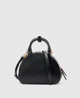  Bolsa transversal Stella McCartney com alça superior e logo, preta | Minibolsas e carteiras femininas