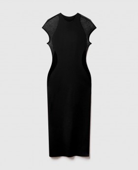 Vestido Stella McCartney Miracle de manga curta em malha compacta, preto | Vestidos Femininos