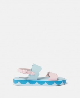 Sandálias Stella McCartney com fivela no tornozelo e detalhes ondulados, rosa/azul | Calçados e acessórios infantis