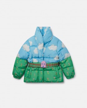 Stella McCartney Farmyard Print kapucnis puffos kabát, többszínű | Gyerek felsőruházat