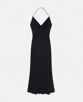  Stella McCartney Plunge Crystal Halterneck Maxi ruha Fekete és Ezüst Női Ruhák |