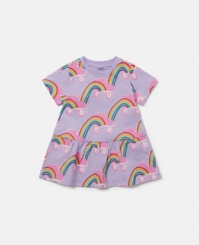 Stella McCartney görkorcsolyás, szivárványmintás ruha, lila | Gyerek babáknak és lányoknak