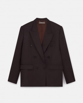  Blazer Olann Dúbailte-Chíoch Stella McCartney Donn Seacláide Dorcha | Tailoring do Mhná
