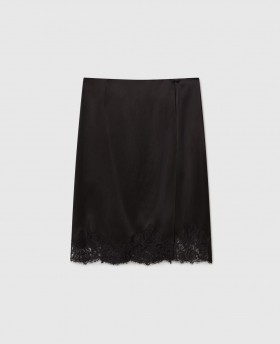 Sciorta Midi Satin Lása Stella McCartney Dubh | Sciortaí do Mhná