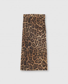 Sciorta Midi Meán-Ardaithe Leopard Stella McCartney le Prionta Leopard | Sciortaí do Mhná