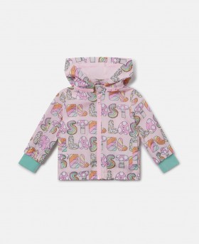 Cóta Báistí Cochall Litreacha Stella McCartney Stella Woodland Bándearg | Éadaí Seachtracha do Pháistí