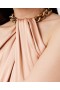  Stella Mccartney Abito lungo in raso con scollo all'americana e catena rosa carne | Abiti da donna