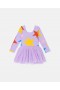 Stella Mccartney Abito a maniche lunghe con gonna in tulle e stampa a stelle viola | Abiti e tute per bambini