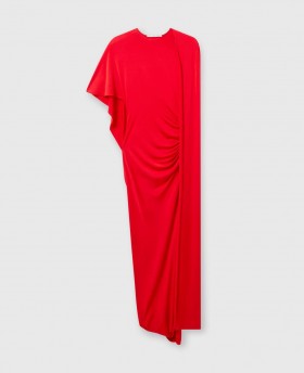  Stella Mccartney Abito lungo asimmetrico con mantella rosso | Abiti da donna