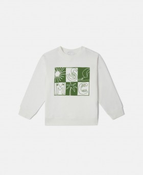 Stella Mccartney Brand Lettering Check Camicia a maniche lunghe color crema | T-shirt e felpa per bambini