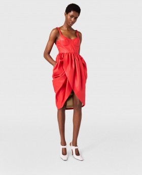  Stella Mccartney Abito corto con bustino e volant rosso | Abiti da donna
