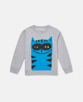  Felpa con stampa gatto Stella Mccartney grigia | T-shirt e felpa per bambini