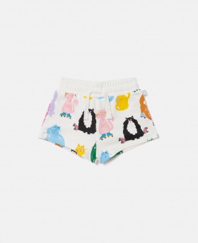  Pantaloncini con stampa gatti di Stella Mccartney color crema | Pantaloni e pantaloncini per bambini