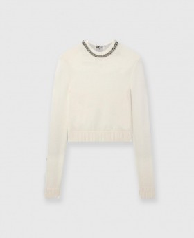  Maglione a maglia fine con catena Falabella di Stella Mccartney Naturale | Maglieria da donna