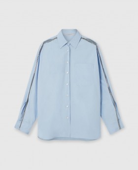 Stella Mccartney Falabella Chain Oxford Shirt Sky Blue | Camicie e top da donna