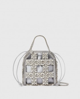  Borsa tote Stella Mccartney Falabella Tiny Crystal Cage Argento | Donna L'iconica Falabella