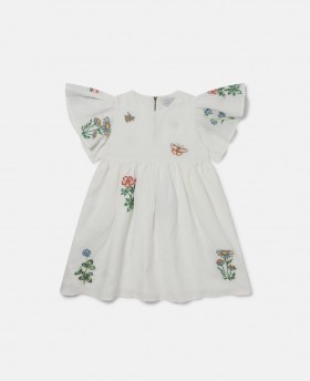  Abito con maniche a cappuccio e ricami floreali Stella Mccartney color crema | Abiti e tute per bambini