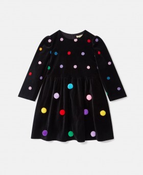 Stella Mccartney Abito in velluto plissettato con nappe morbide multicolore | Abiti e tute per bambini
