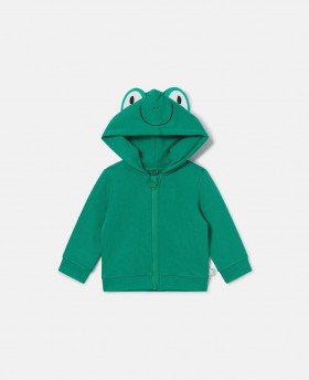 Felpa con cappuccio e cerniera con stampa rana di Stella Mccartney, verde | Felpa e t-shirt per bambini
