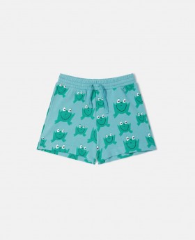  Stella Mccartney Pantaloncini con coulisse e stampa rana blu | Pantaloni e pantaloncini per bambini
