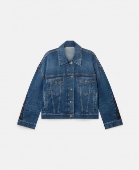  Giacca in denim con inserti in pizzo Stella Mccartney Vintage Wash Blue Denim | Denim da donna