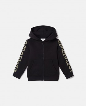 Felpa con cappuccio e cerniera con logo Stella McCartney, nera | Maglioni e cardigan per bambini