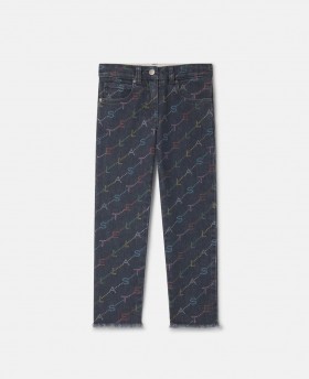 Jeans in denim con motivo logo Stella Mccartney grigi | Pantaloni e pantaloncini per bambini